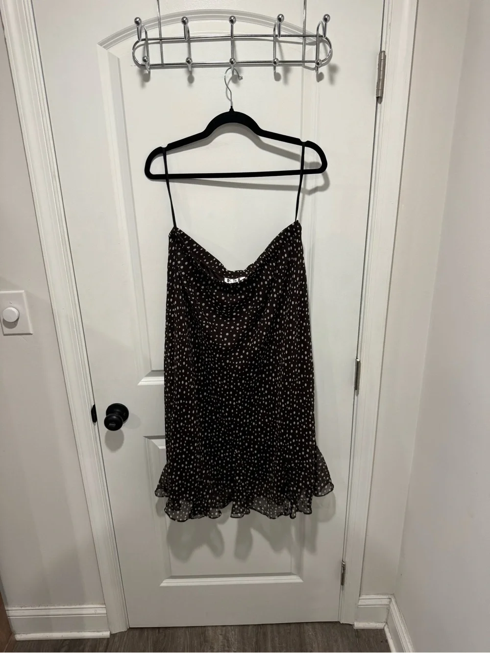 Black Polka Dot Skirt with Ruffle Hem